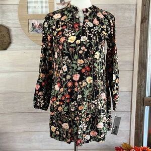 🆕 Loft Black Flower Long Top XS Petite
